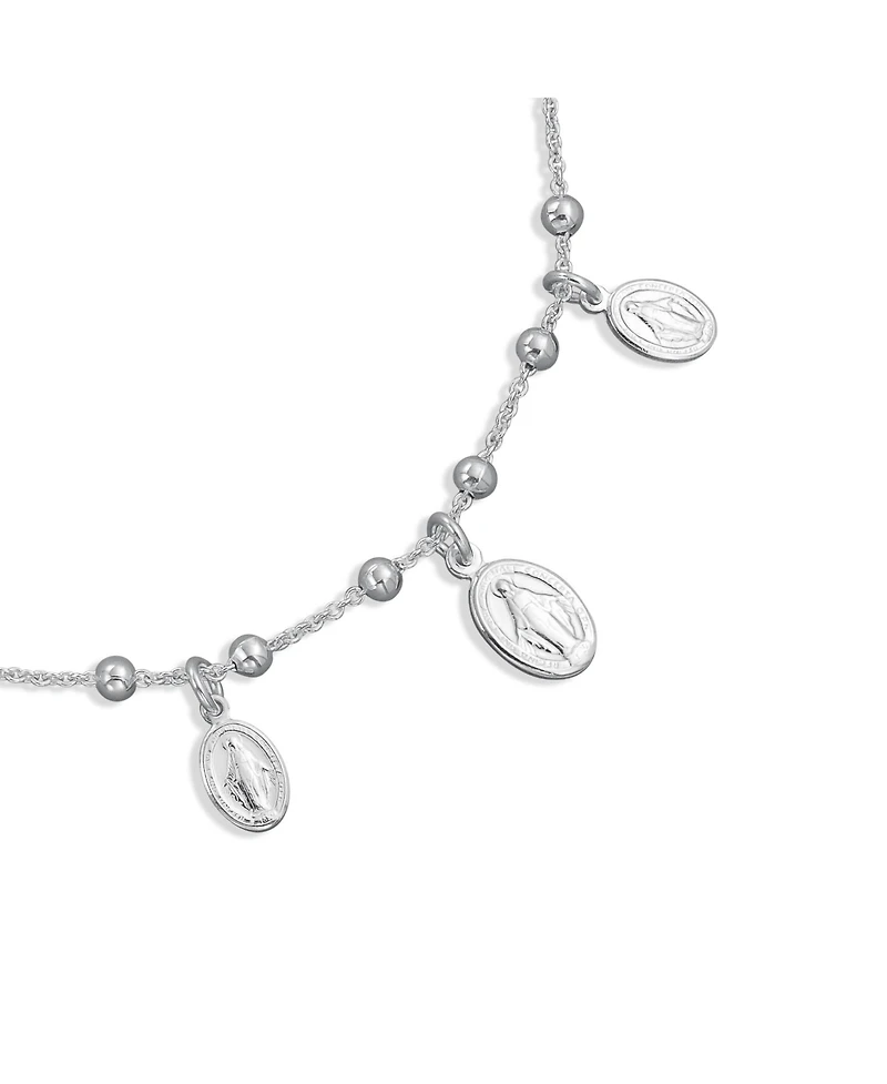 Bling Jewelry Religious Virgin Mary Medallion Dangle Charms Anklet Ankle Bracelet .925 Sterling Silver 10 Inch