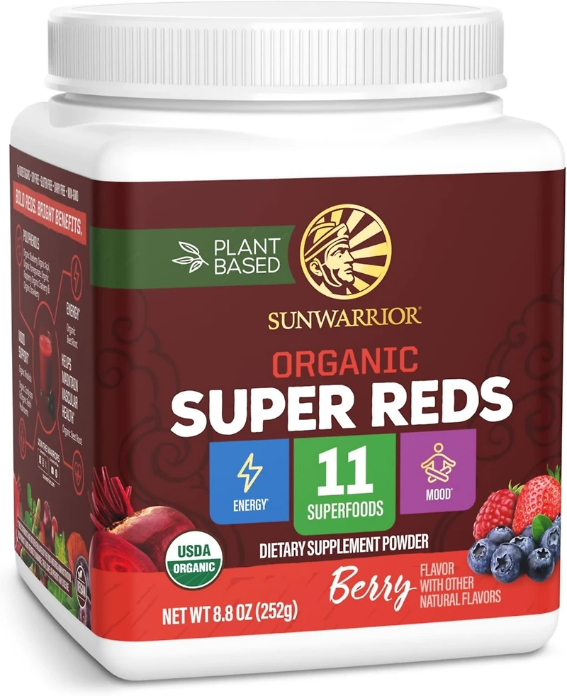 Sunwarrior 11 Superfoods with Beet Root, Berries, Reishi and Cordyceps Energy, Circulation and Immune Support 28 Servings
