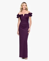 Xscape Women's Off-The-Shoulder Ruffle Sleeve Ball Gown