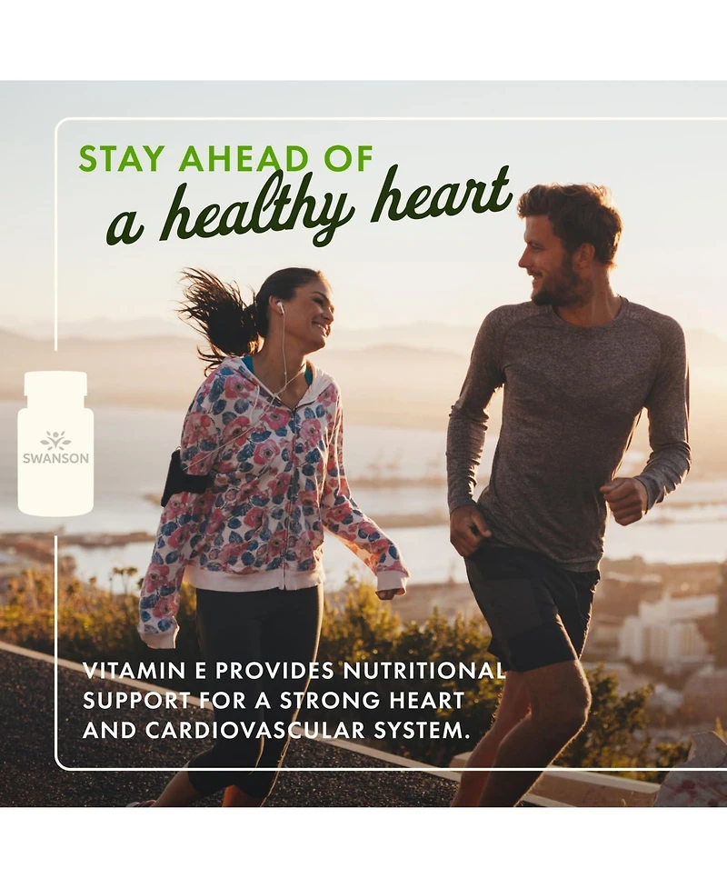 Swanson Vitamin E Natural Supplement for Cardiovascular Health Provides d Alpha Tocopherols for Antioxidant Support 100 Softgels
