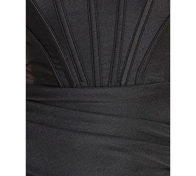 Seni & Cade Juniors' Strapless Illusion Cage Side Dress