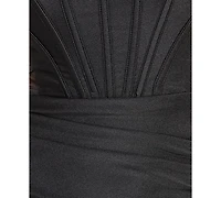Seni & Cade Juniors' Strapless Illusion Cage Side Dress