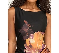 Seni & Cade Juniors' Floral Printed Sleeveless Boat Neck Short Dress