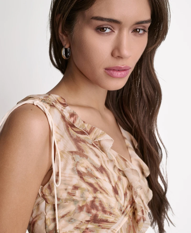Bcbg Women's Printed Deep V-Neck Top