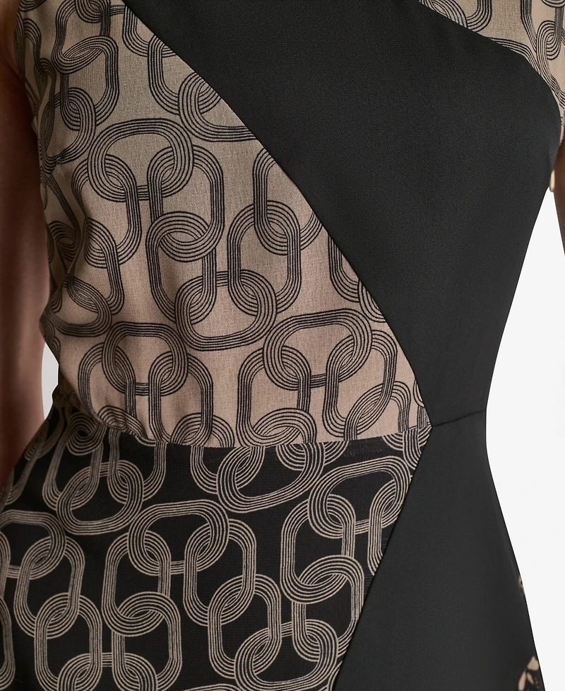 Bcbg Women's Printed Faux Wrap Sleeveless Dress