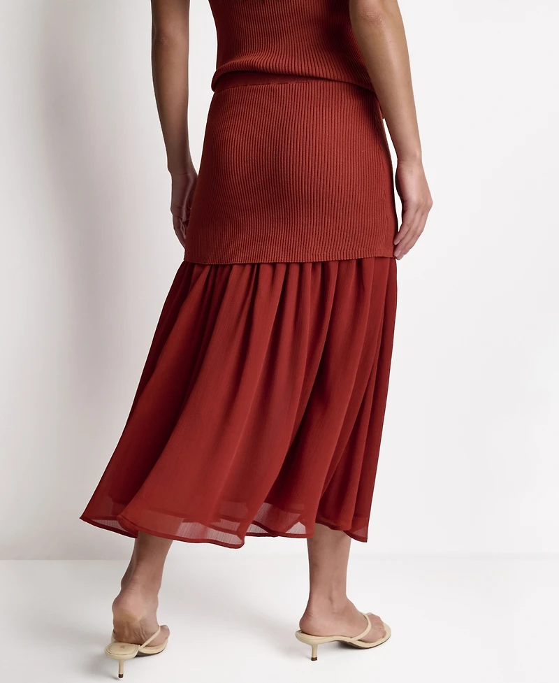 Bcbg Women's Mix Media Circular Midi Skirt