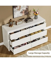 gaomon 6-Drawer Dresser for Bedroom, Wide Handle-Free Wooden Storage Cabinet for Entryway and Living Room