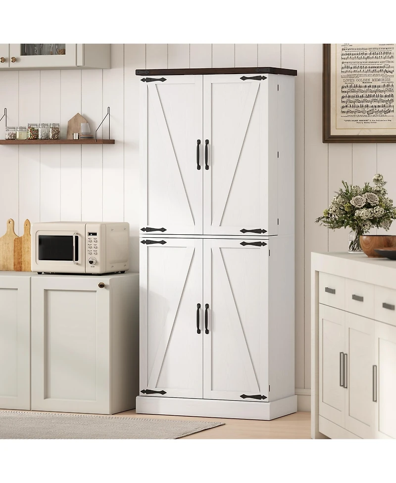 Homcom 72 Inch Tall Pantry Cabinet, Storage Cabinet with 8 Door Racks