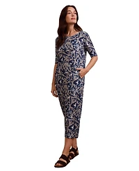 Celtic & Co. Women's Linen Blend Button Back Midi Dress