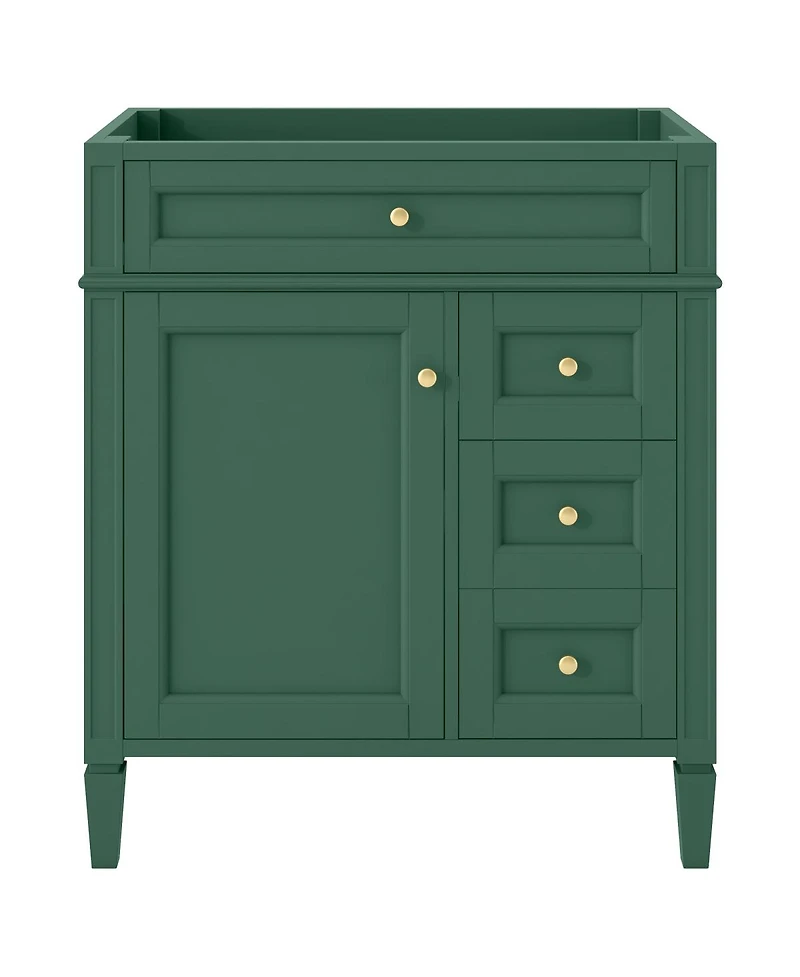 Sillysis 29.3 Inch Modern Bathroom Vanity Cabinet, Solid Wood Mdf, Tip-Out Drawer, Adjustable Shelf, Roman Legs for Small