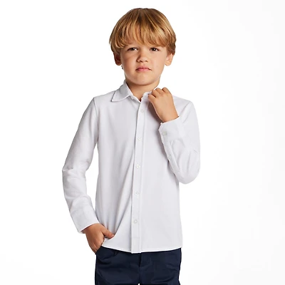 Andy & Evan Big Boys White Knit-Tech Shirt