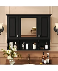 Phying Wall Mounted Bathroom Mirror Medicine Cabinet Modern with Open Shelves Home Organizer