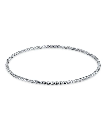 Bling Jewelry Thin Rope Cable Round Stackable Braided Twist Bangle Bracelet