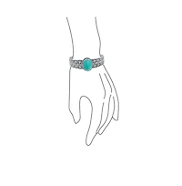 Bling Jewelry Oval Cabochon Turquoise Stone Statement Cuff Cross and Infinity Design Bracelet
