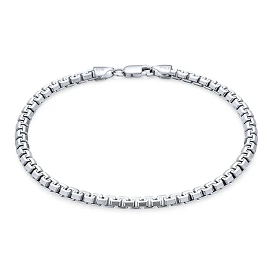 Bling Jewelry Solid Heavy Strong Thick Franco Square Link Chain Bracelet 220 Gauge Rhodium .925 Sterling Silver
