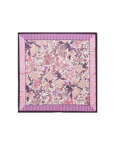 Fable England Women's Deco Blooms Candy Stripe Square Scarf