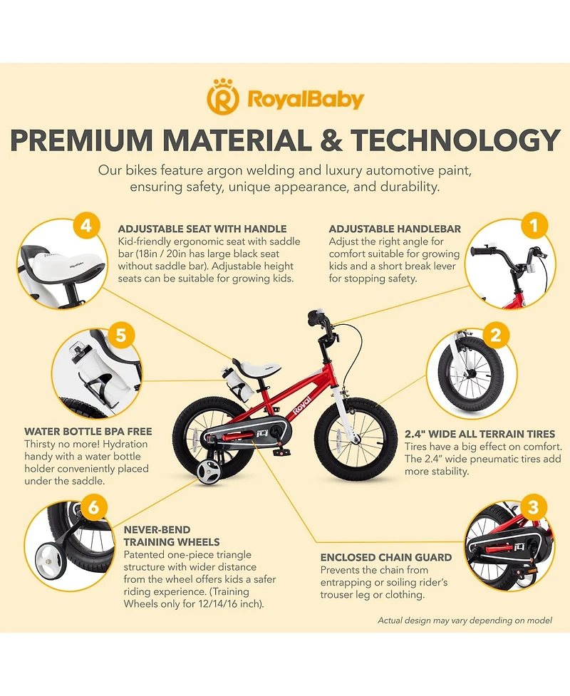 RoyalBaby Freestyle Outdoor Kid's Bicycle with Training Wheels