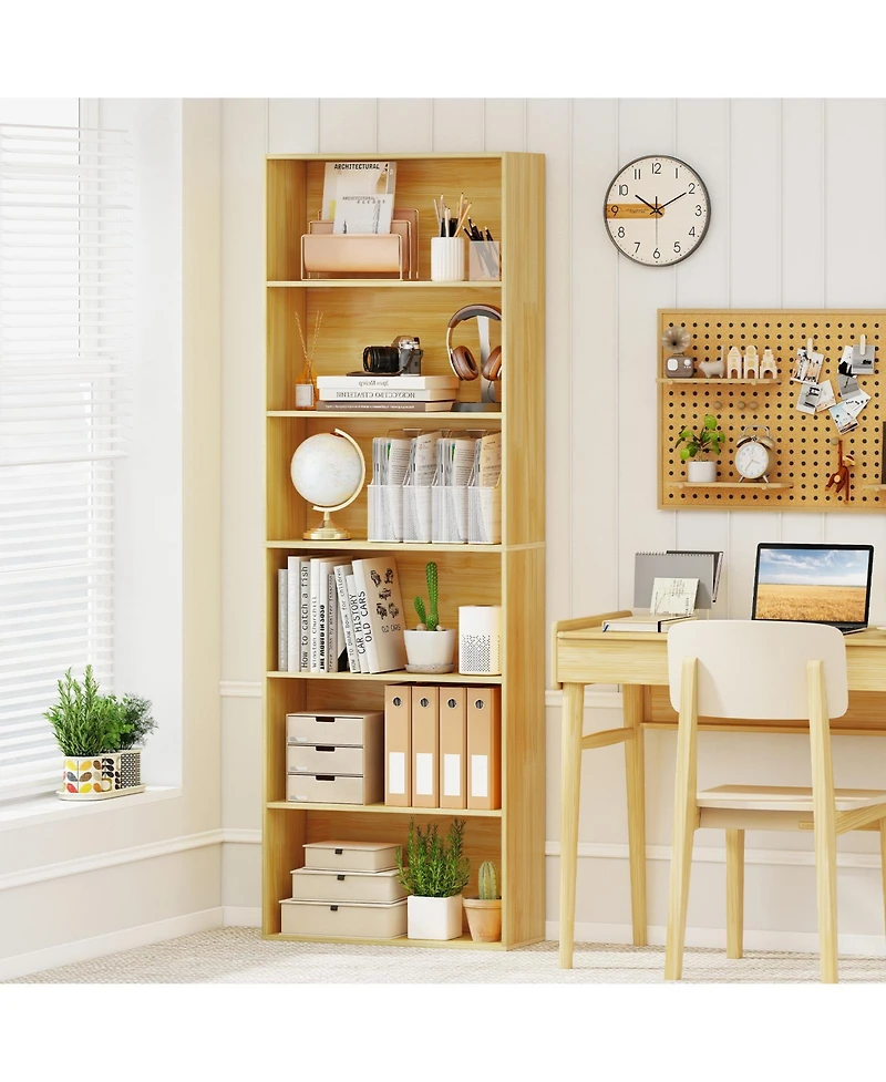 Gymax 2 pieces 6-Tier Bookshelf with Open Shelves Anti-Tipping Kits for Living Room Bedroom