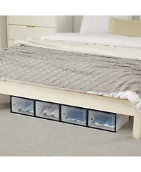 homfan 15Pieces Clear Collapsible Shoe Storage Boxes - Stackable Transparent Organizer Bins for Closet, Home, and Shoes Space-Saving