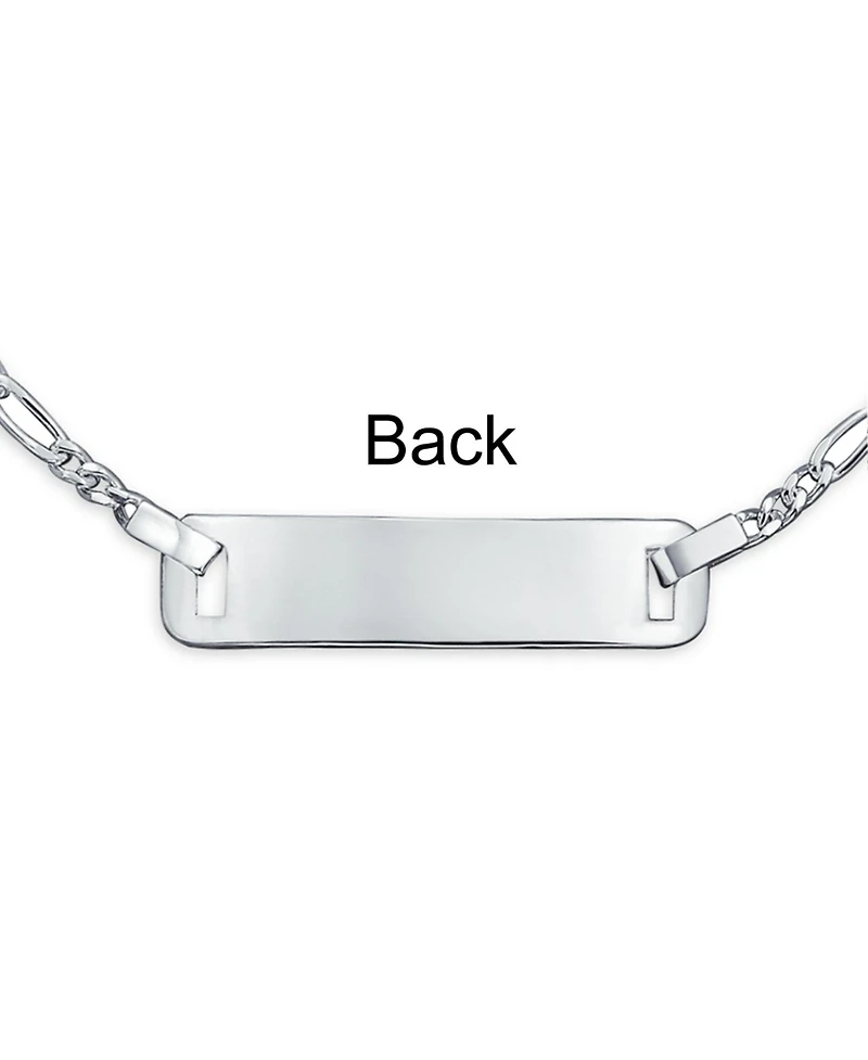 Bling Jewelry Thin Small Identification Id Name Tag Plate Bracelet Figaro Chain