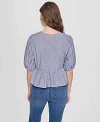 Dkny Jeans Women's V-Neck Button-Front Shirt