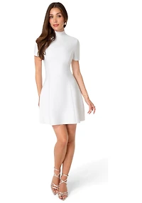Bebe Women's Fit and Flare Short Sleeve Bandage Dress