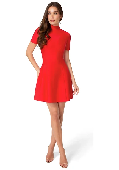 Bebe Women's Fit and Flare Short Sleeve Bandage Dress