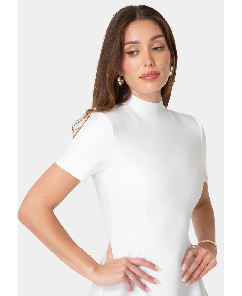 Bebe Women's Fit and Flare Short Sleeve Bandage Dress