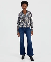 I.n.c. International Concepts Petite Paisley Long-Sleeve Johnny Collar Blouse, Macy's Exclusive