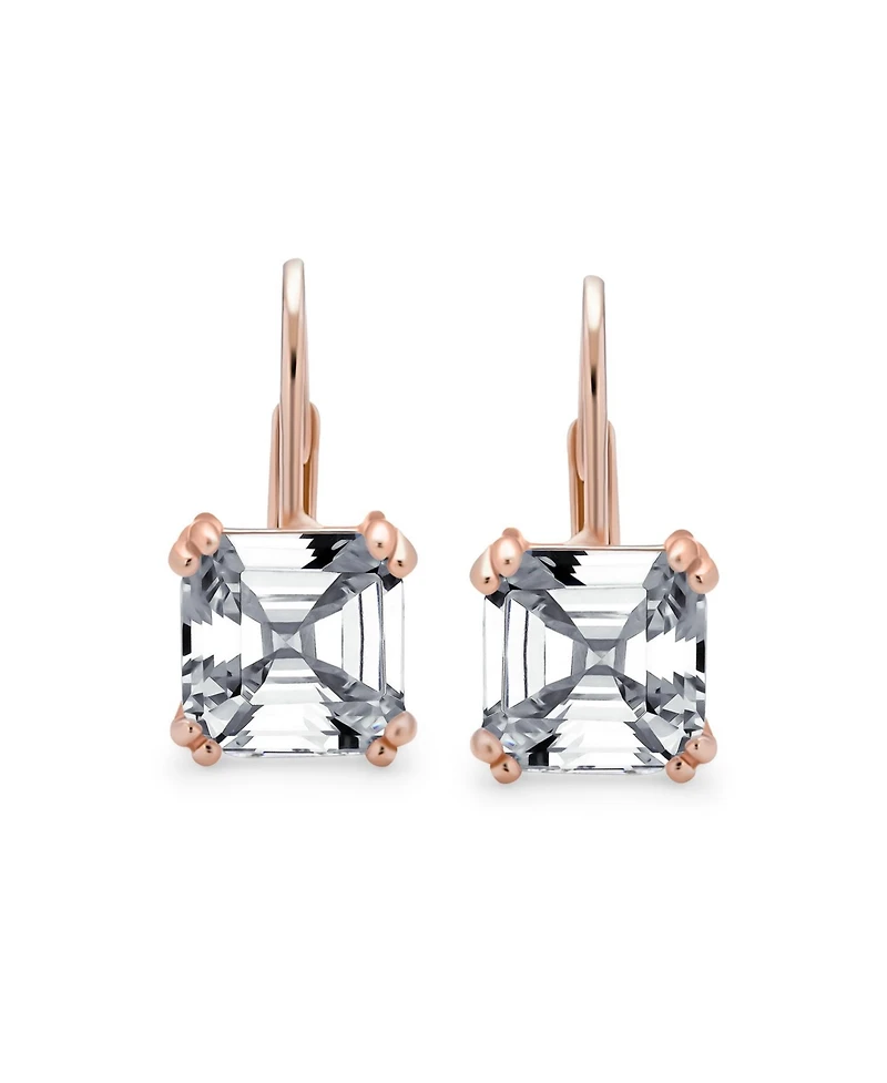 Bling Jewelry Classic 4 Ctw Solitaire Square Cubic Zirconia Cz Drop Earrings Plated
