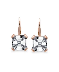 Bling Jewelry Classic 4 Ctw Solitaire Square Cubic Zirconia Cz Drop Earrings Plated