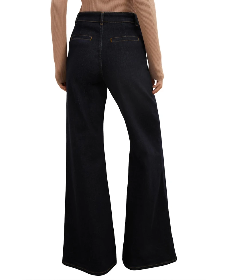 Reiss Women's Flared Pocket-Detail Jeans
