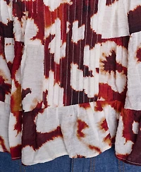 Dkny Women's Printed Flutter-Sleeve Pleated Blouse