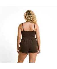 Calypsa Plus Size Ivy Short Swim Romper With Built-In Bra and Hidden Shorts