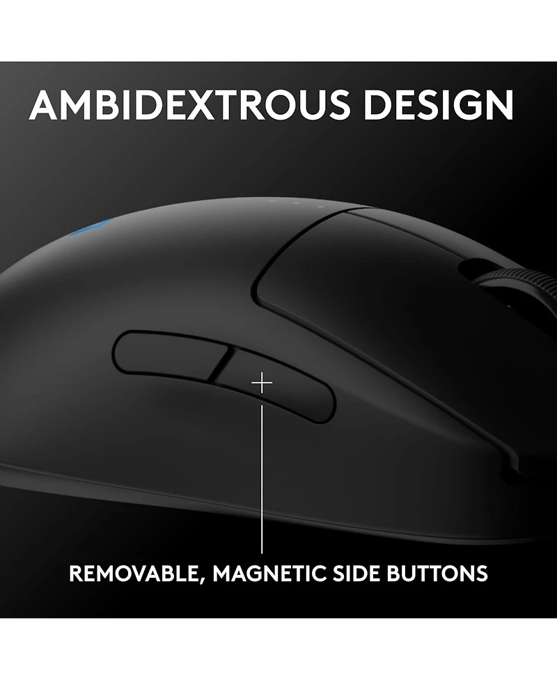 Logitech G Pro 2 Lightspeed Wireless Gaming Mouse: Ambidextrous, 4 Side Buttons, 44K Dpi, Usb-c Charging, Pc/Mac Compatible