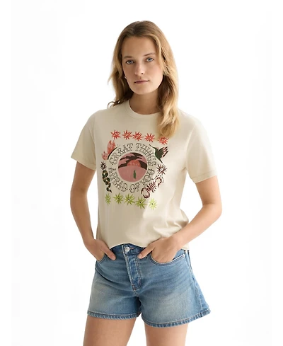 Scotch & Soda Women's Tops and Tees for Women Embroidered Artwork Regular-Fit T-Shirt