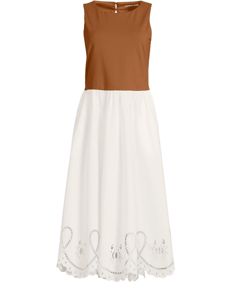 Lands' End Women's Embroidered Duet Midi Dress
