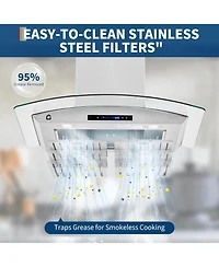 Xo 30 Inch 450 Cfm Ducted, Ductless Convertible Kitchen Wall Mount Range Hood with Gesture Sensing and Touch Control