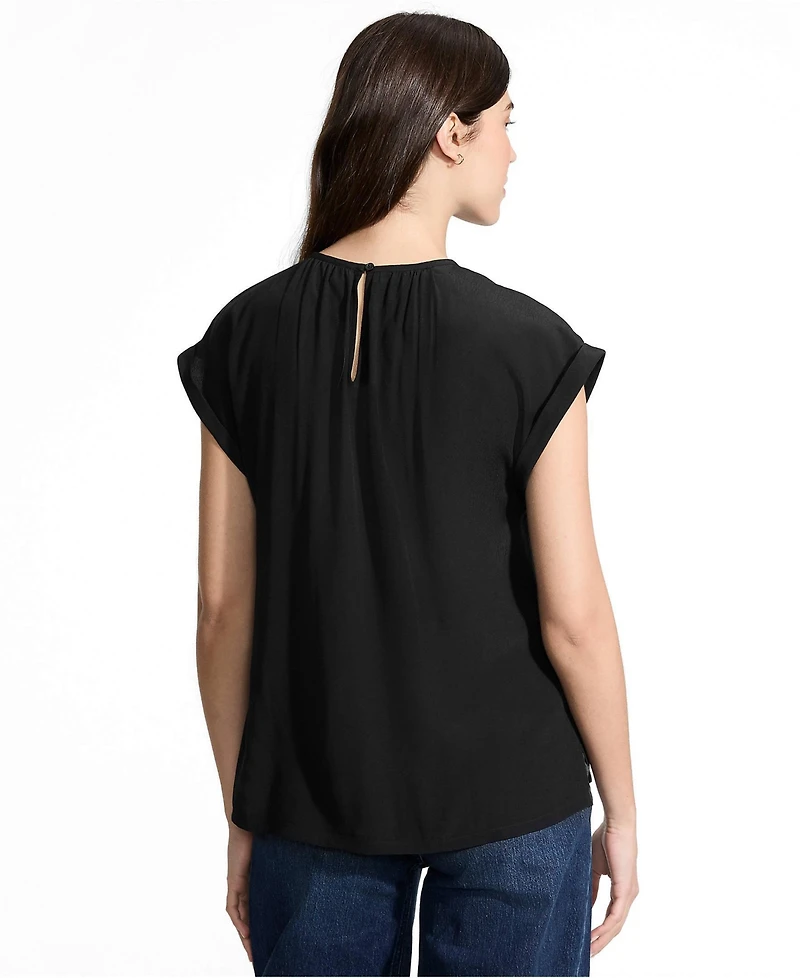 Lands' End Women's Sleeveless Crepe Popover Top