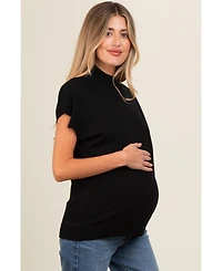 Pinkblush Maternity Black Mock Neck Knit Top