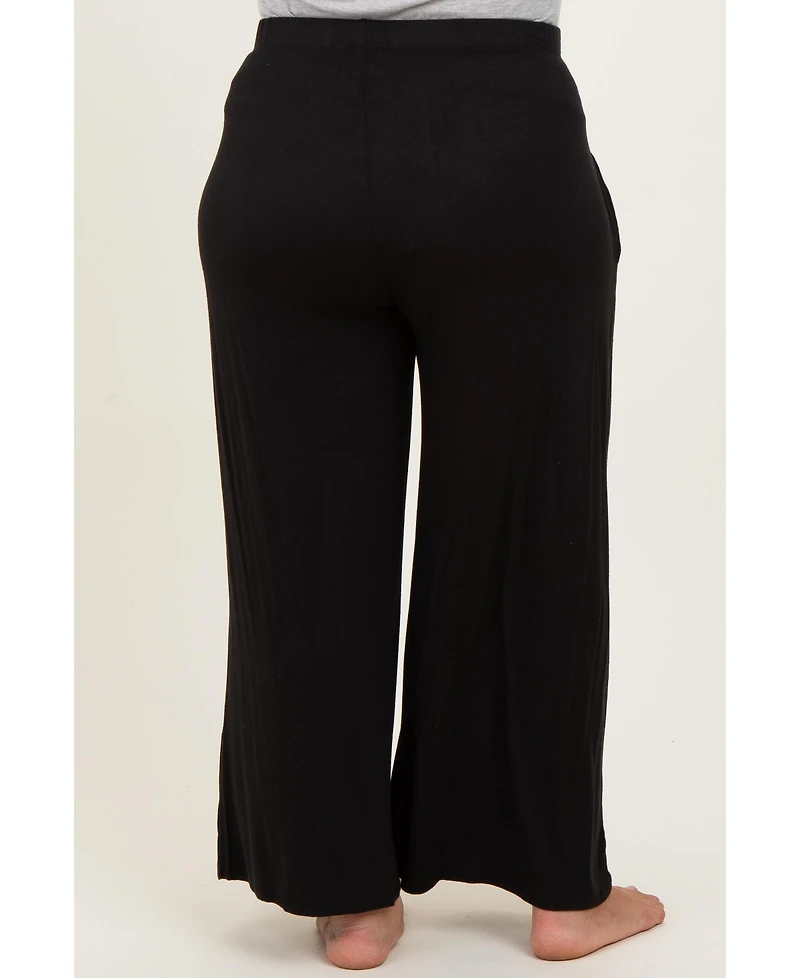 Pinkblush Plus Black Wide Leg Ankle Lounge Pants