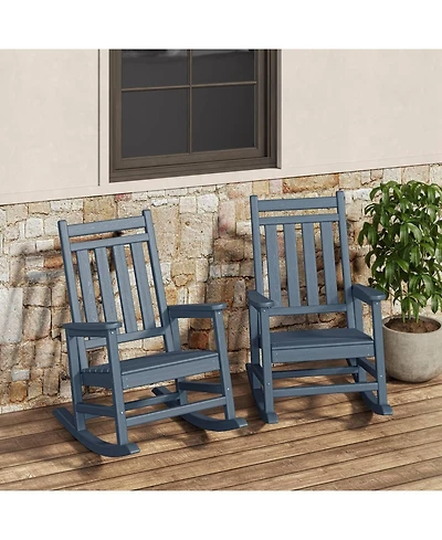 Xo 2 Piece All Weather Resistant Outdoor Hdpe Porch Rocking Chair for Balcony Backyard Porch