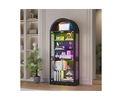 Vlsrka 6-Tier Glass Display Cabinet With Rgb Sensor Lights And Lock
