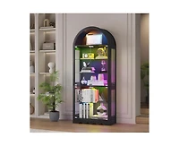 Vlsrka 6-Tier Glass Display Cabinet With Rgb Sensor Lights And Lock