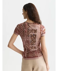 Scotch & Soda Women's Printed Mesh Slim-Fit T-Shirt