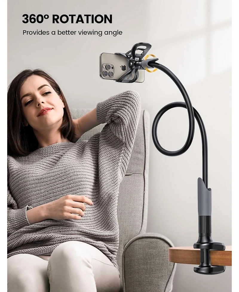 Lamicall Gooseneck Phone Holder for Bed - Cell Mount Clamp Clip