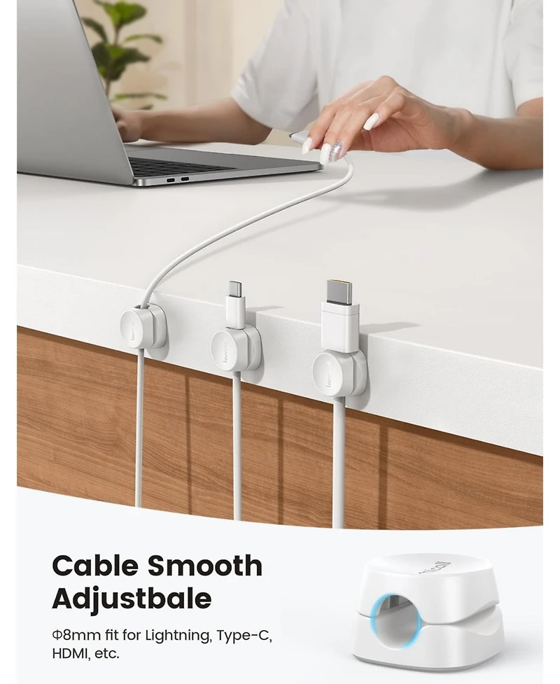 Lamicall 1Slot Desk Organizer Cord Holder , Adhesive Cable Clips