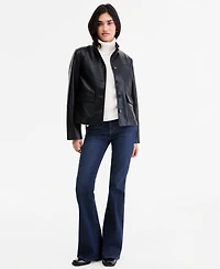 Calvin Klein Women's Faux Leather Button Up Jacket, Created for Macy's