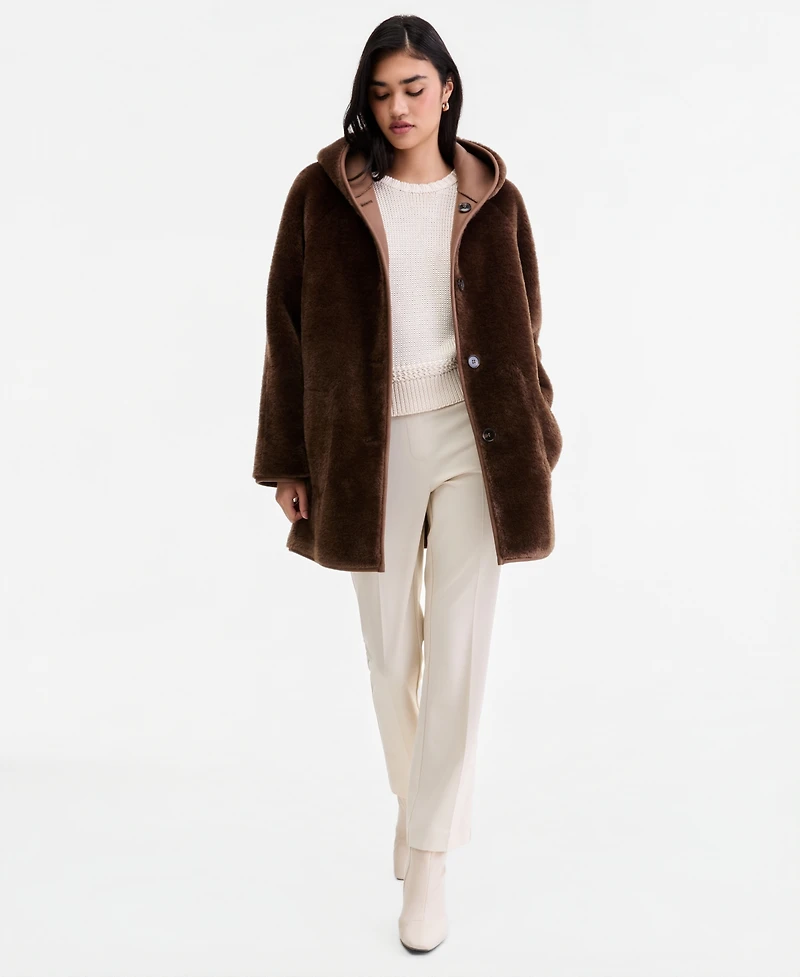 Calvin Klein Women's Hooded Reversible Teddy Jacket