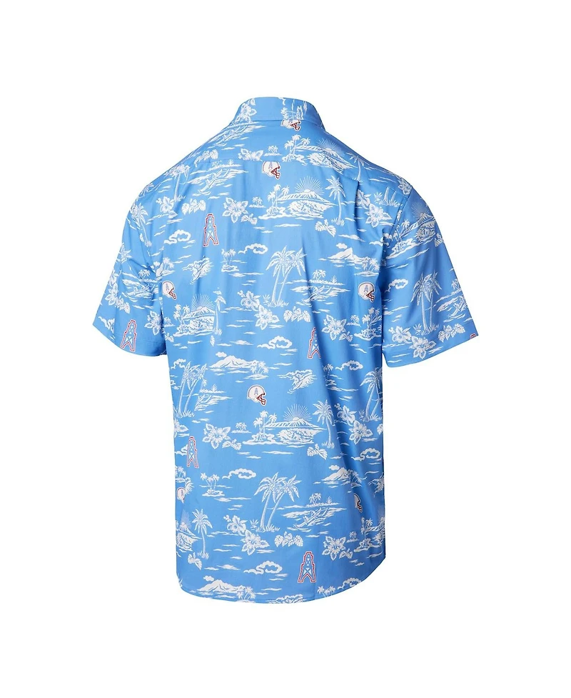 Reyn Spooner Men's Light Blue Houston Oilers Throwback Kekai Print Button-Up Shirt